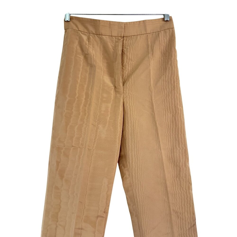 The Row Womens Beige Silk-Blend Straight Leg Trousers Minimalist Luxury Pants - Picture 2 of 9